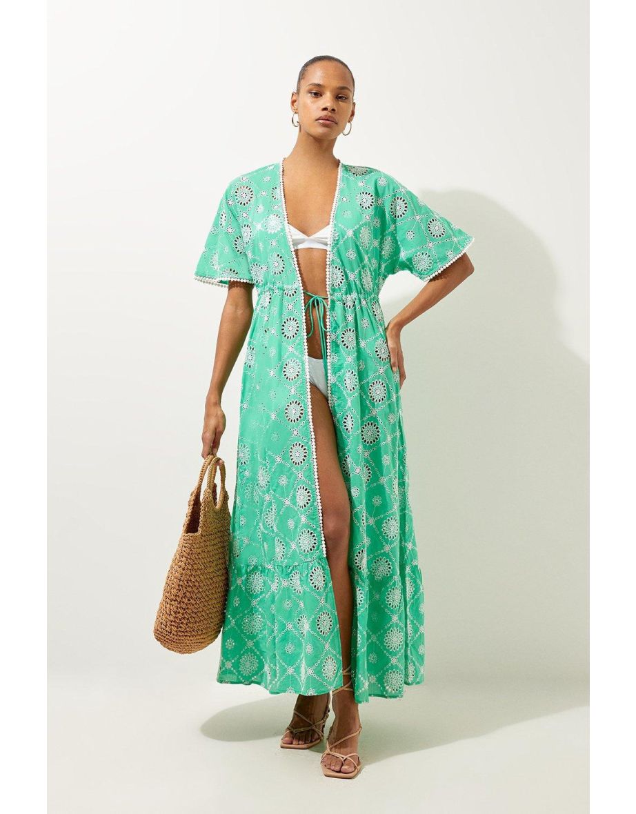 Cotton Broderie Beach Kimono
