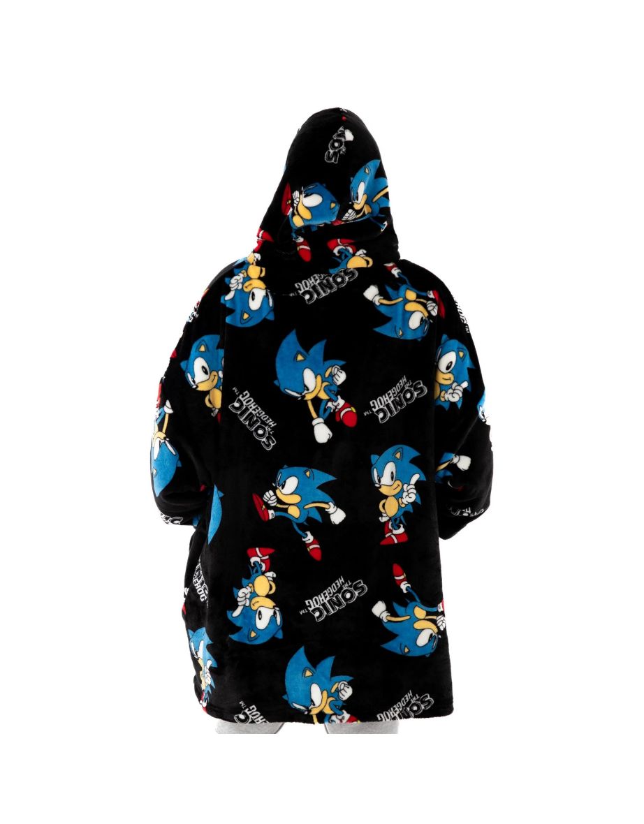 Sonic The Hedgehog Mens Hoodie Blanket - Black - 1