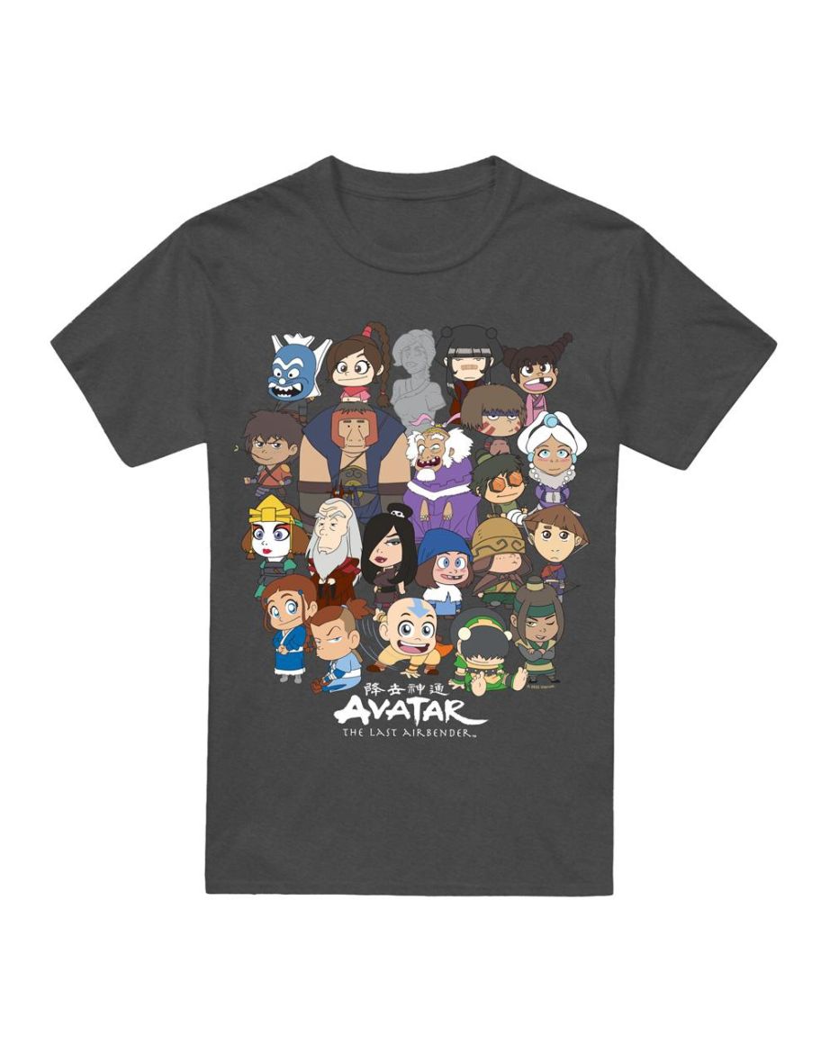 Avatar: The Last Airbender Unisex Adult Chibi Group T-Shirt - Charcoal