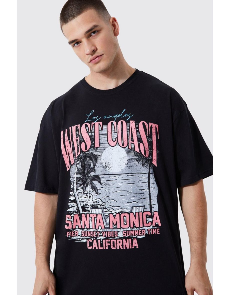 Tall Oversized Heavyweight West Coast T-shirt - black - 2