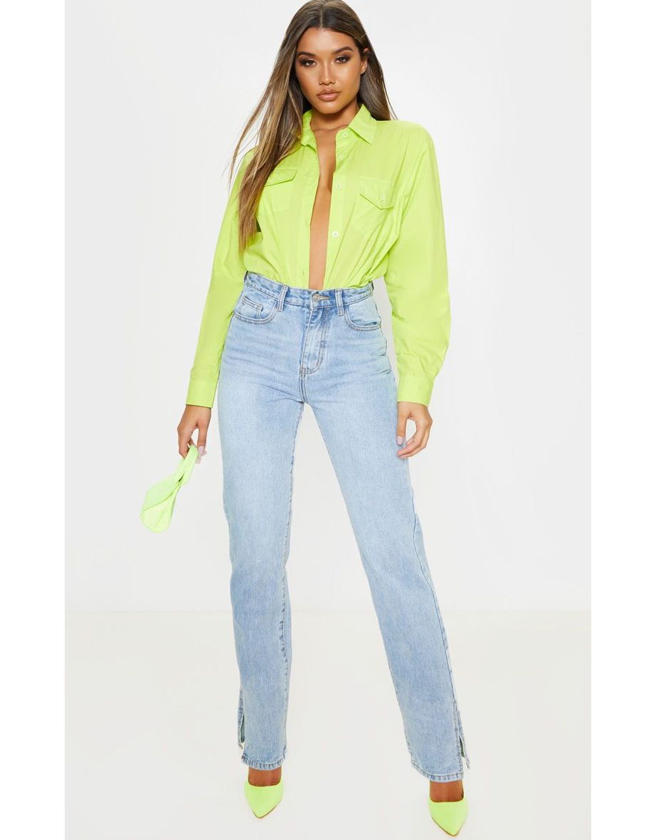 Light Wash Split Hem Jeans