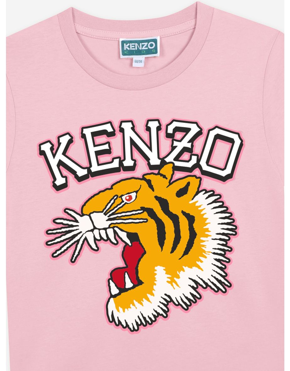 KENZO Girls Tiger Logo T-Shirt in Pink - 3