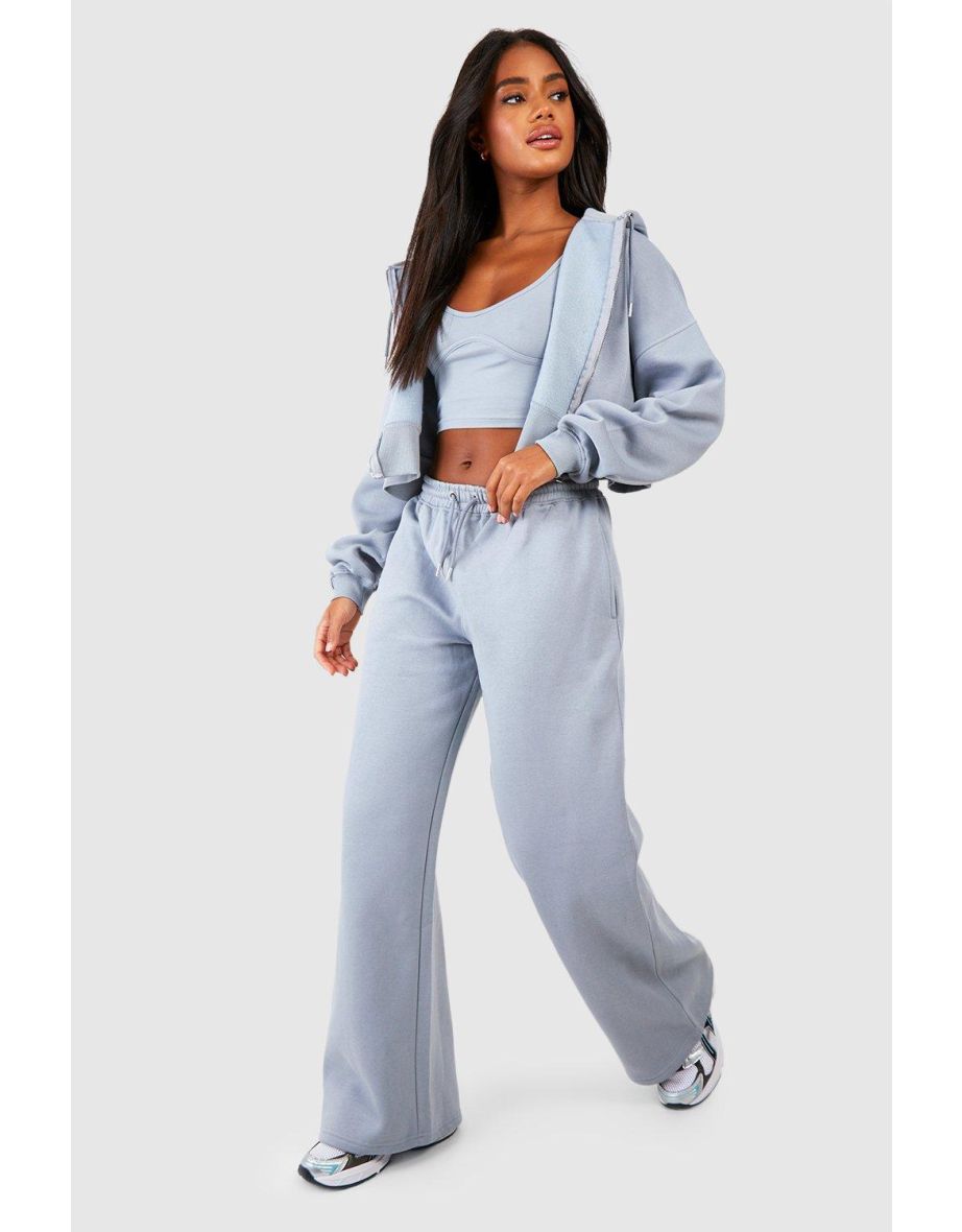 Seam Detail Crop Top 3 Piece Hooded Tracksuit