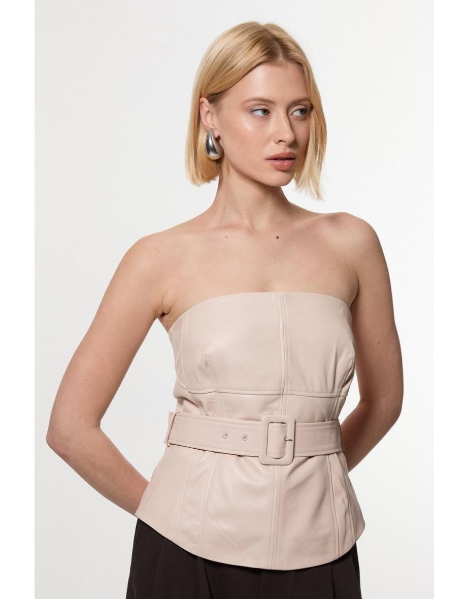 Leather Belted Corset Top