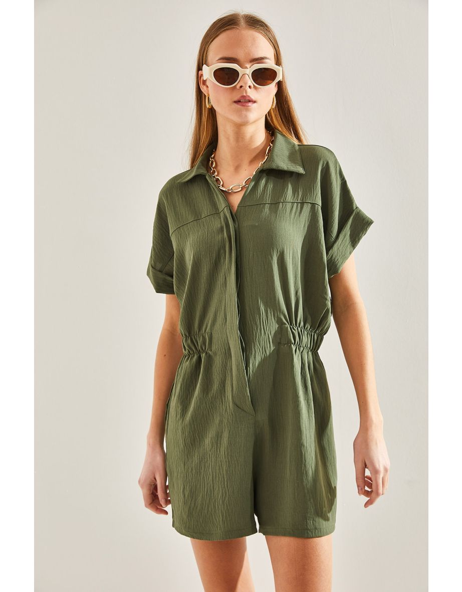 Women's Basic Elastic Waist Jumpsuit - 6