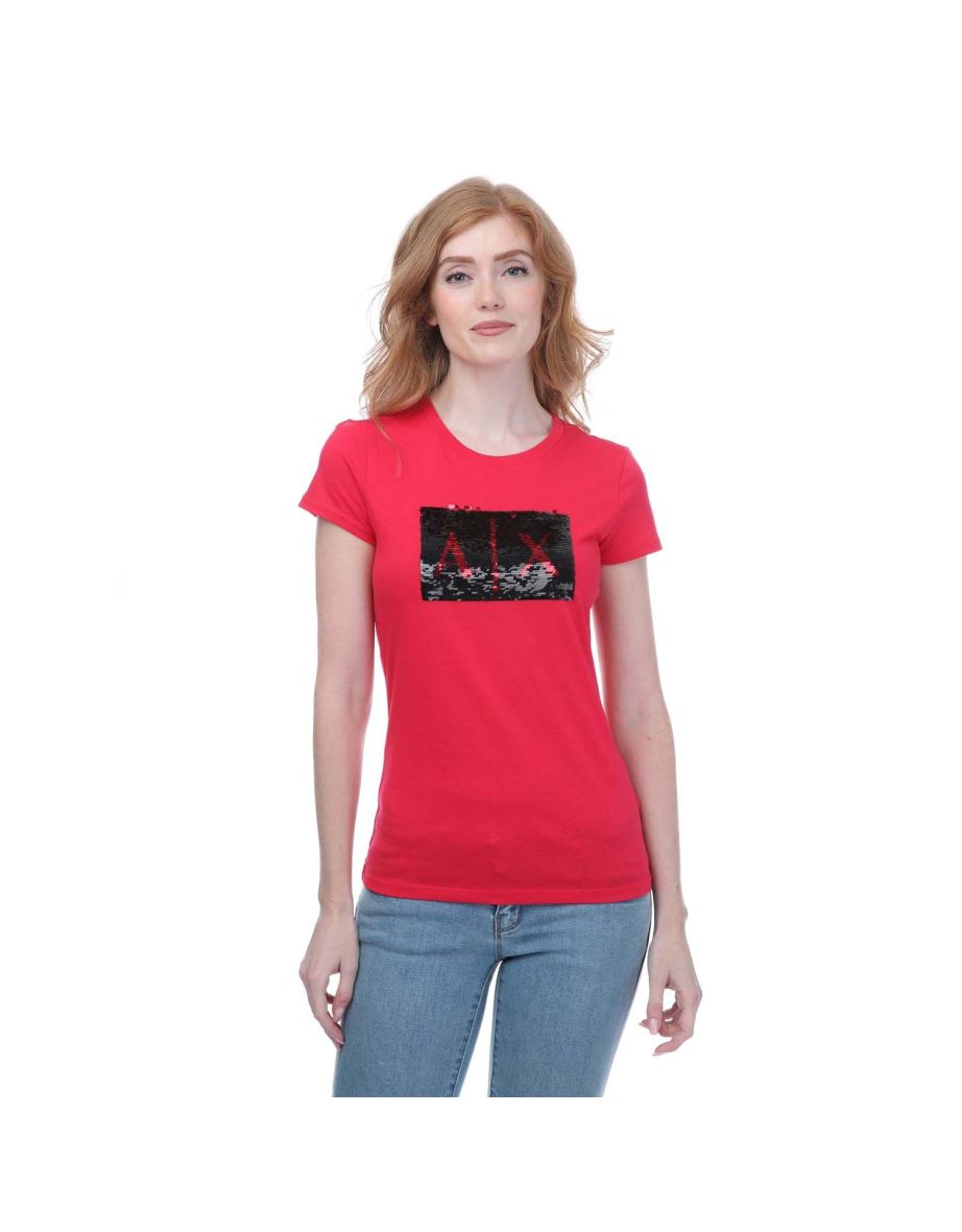 Women's Armani Slim-Fit Cotton T-Shirt in Red