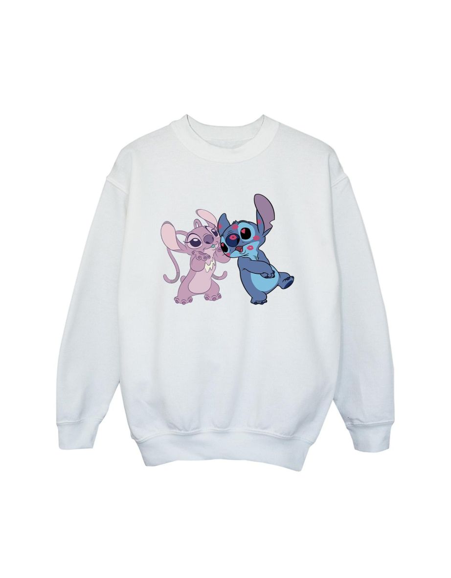 Disney Girls Lilo & Stitch Kisses Sweatshirt - White