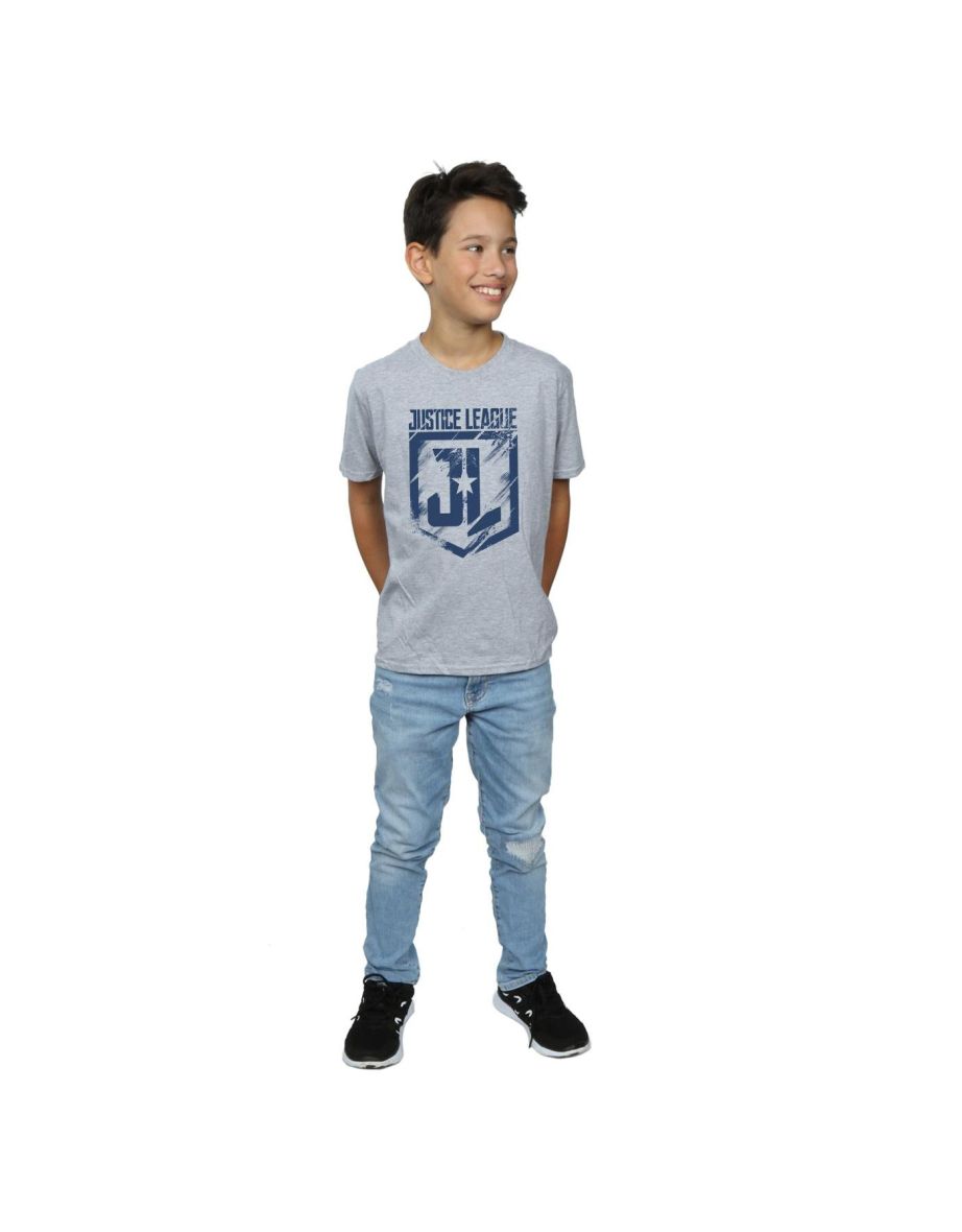DC Comics Boys Justice League Movie Indigo Logo T-Shirt - Sports Grey - 3