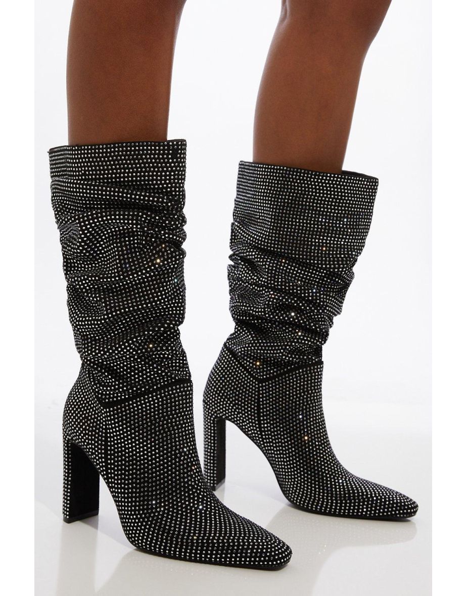 All Over Hot Fix Slouchy Heeled Boot