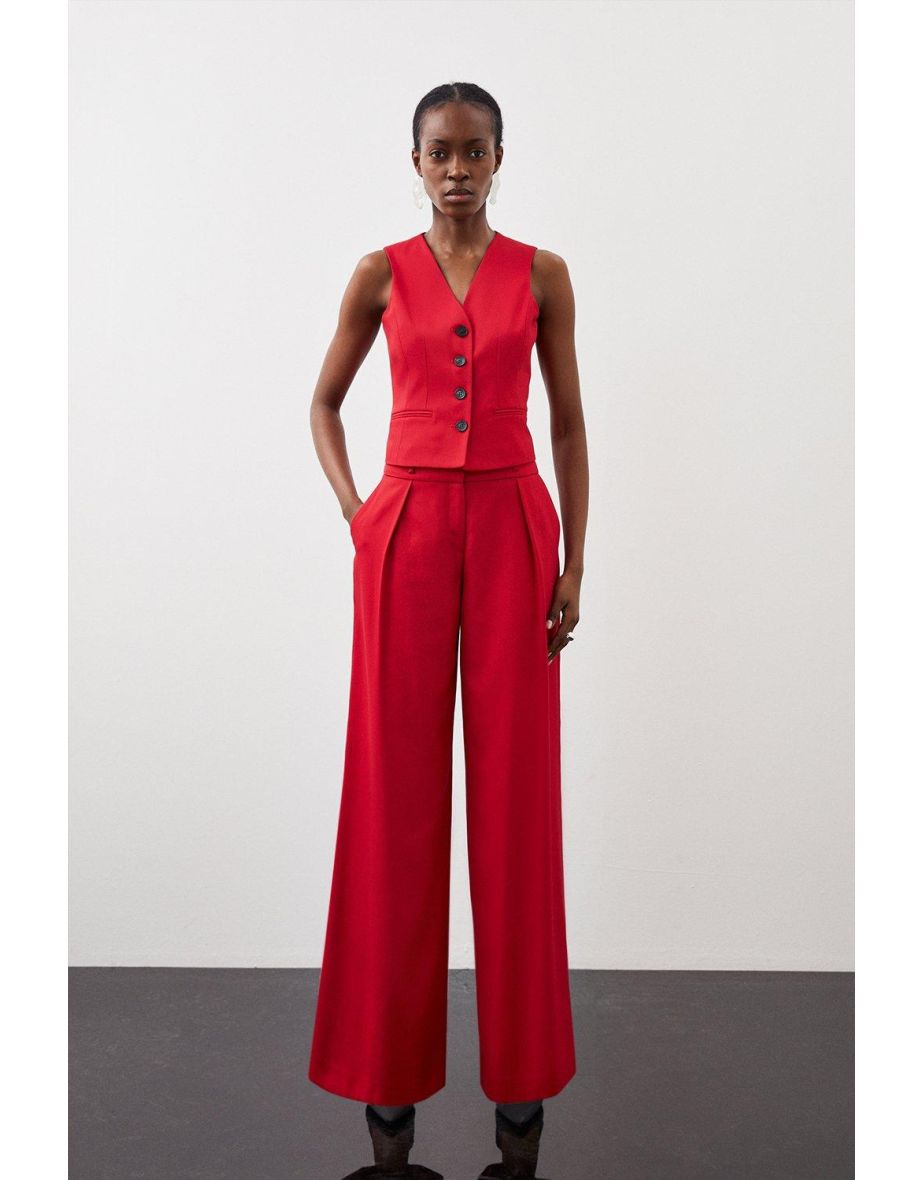 Tailored High Waisted Wide Leg Trousers