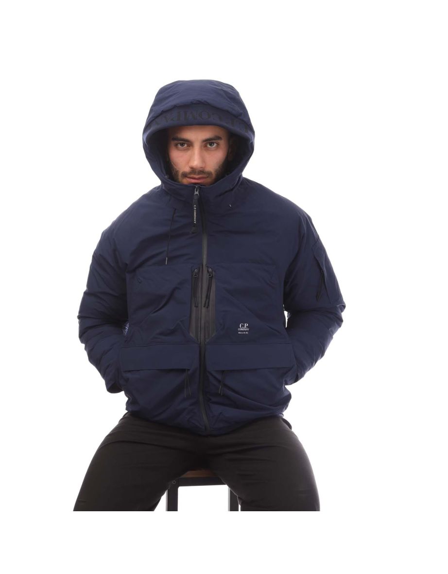 Men's C.P. Company Hooded Down Jacket in Blue - 4