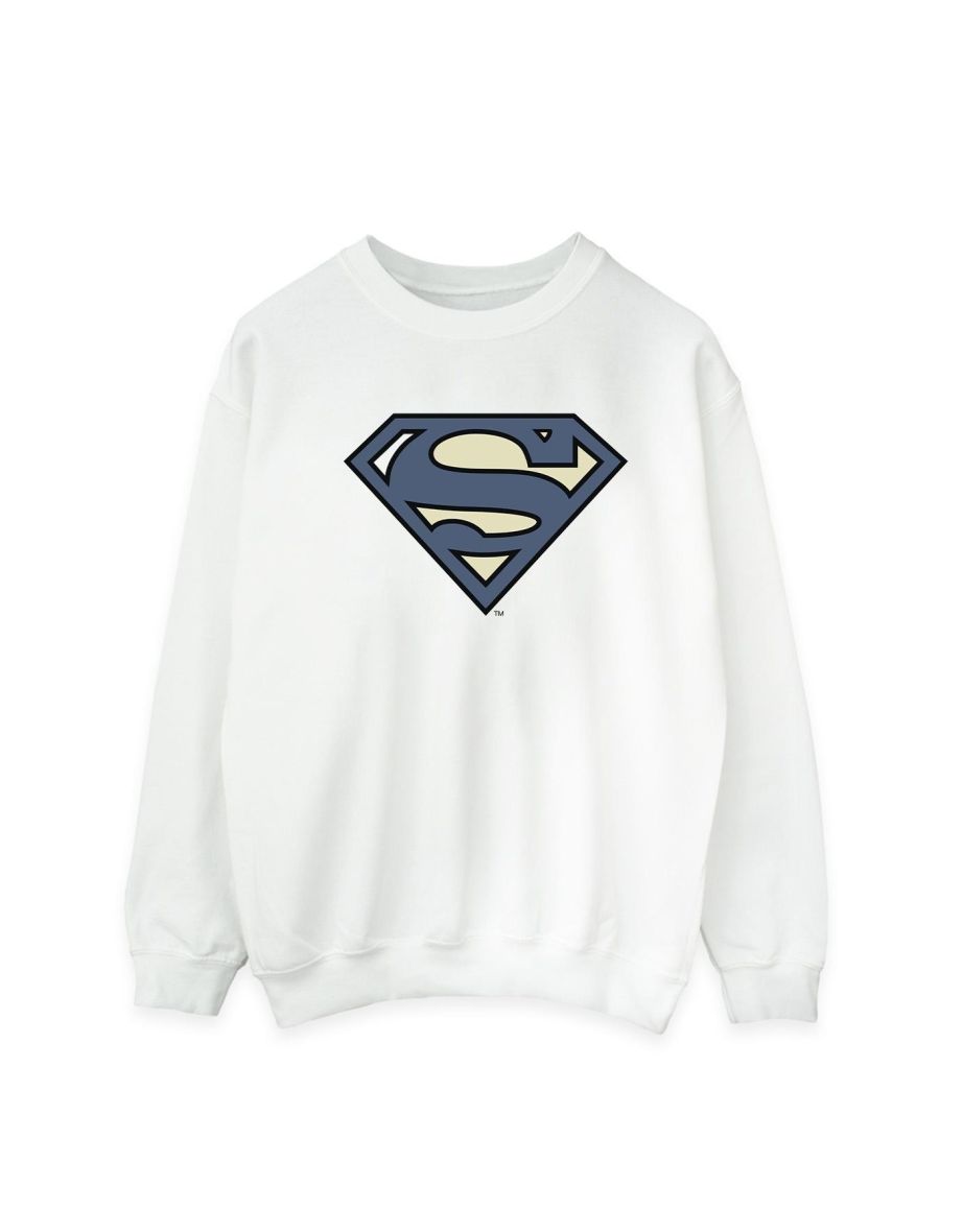 DC Comics Mens Superman Indigo Blue Logo Sweatshirt - White - 1