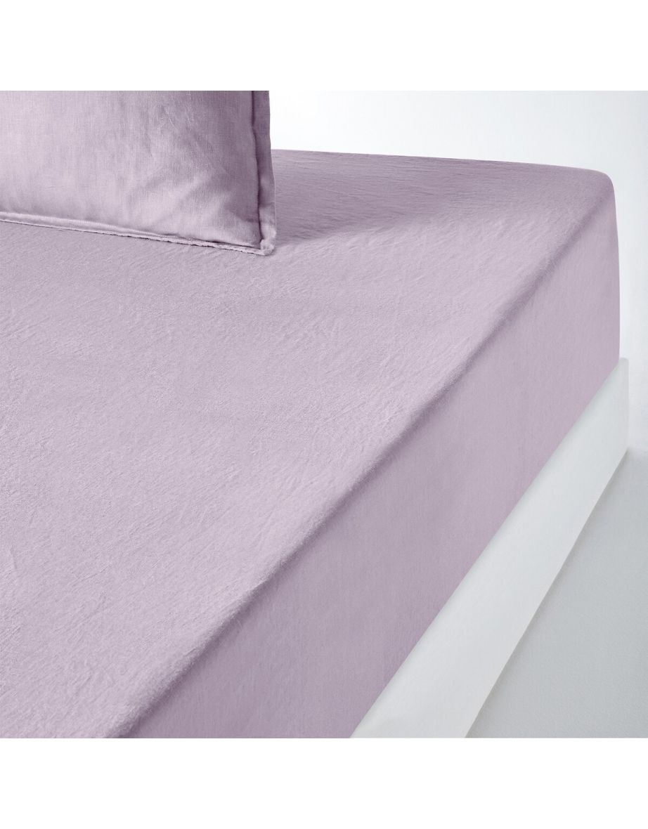 35cm High 100% Washed Linen Fitted Sheet