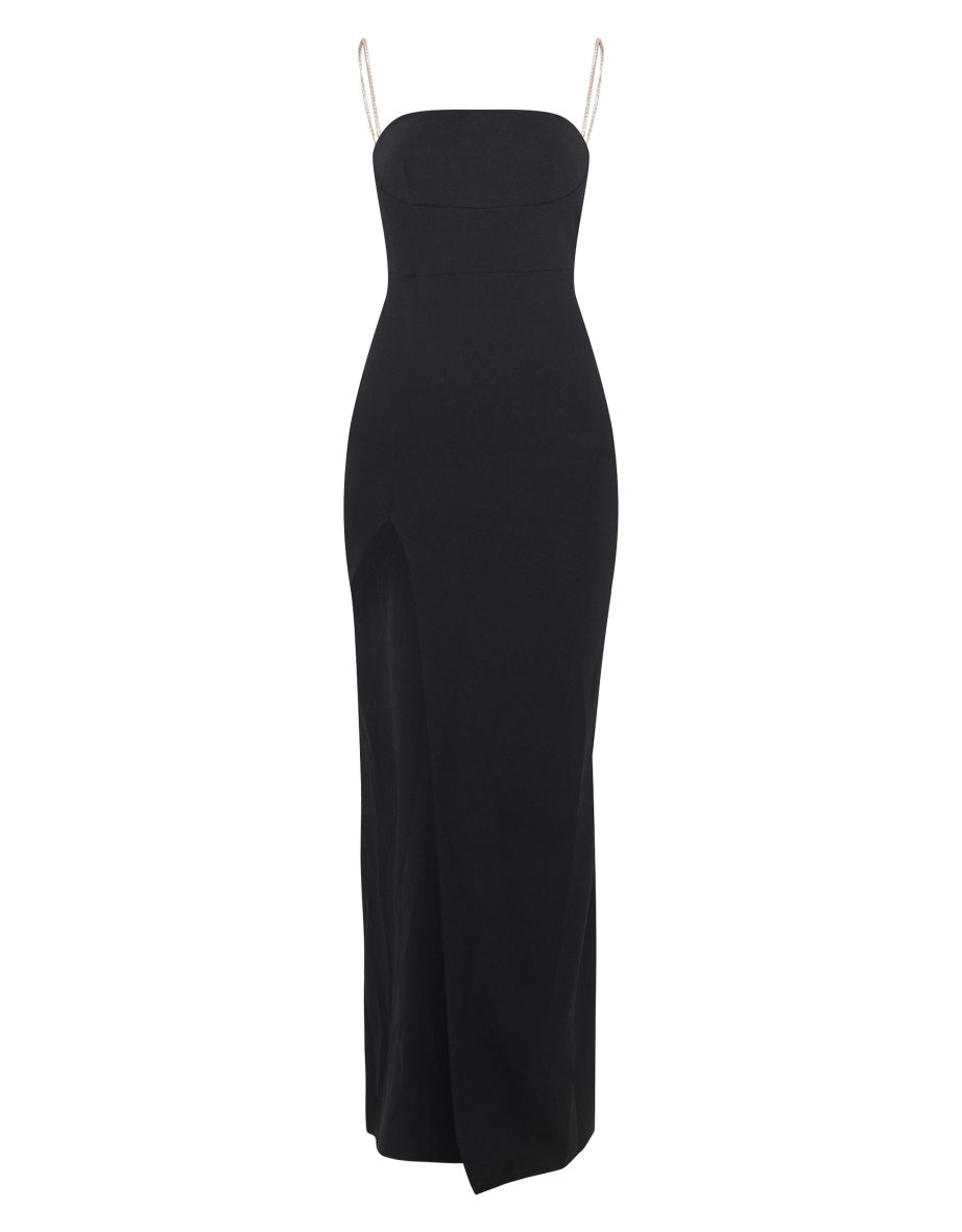 Black Diamante Strap Underbust Detail Maxi Dress - 4