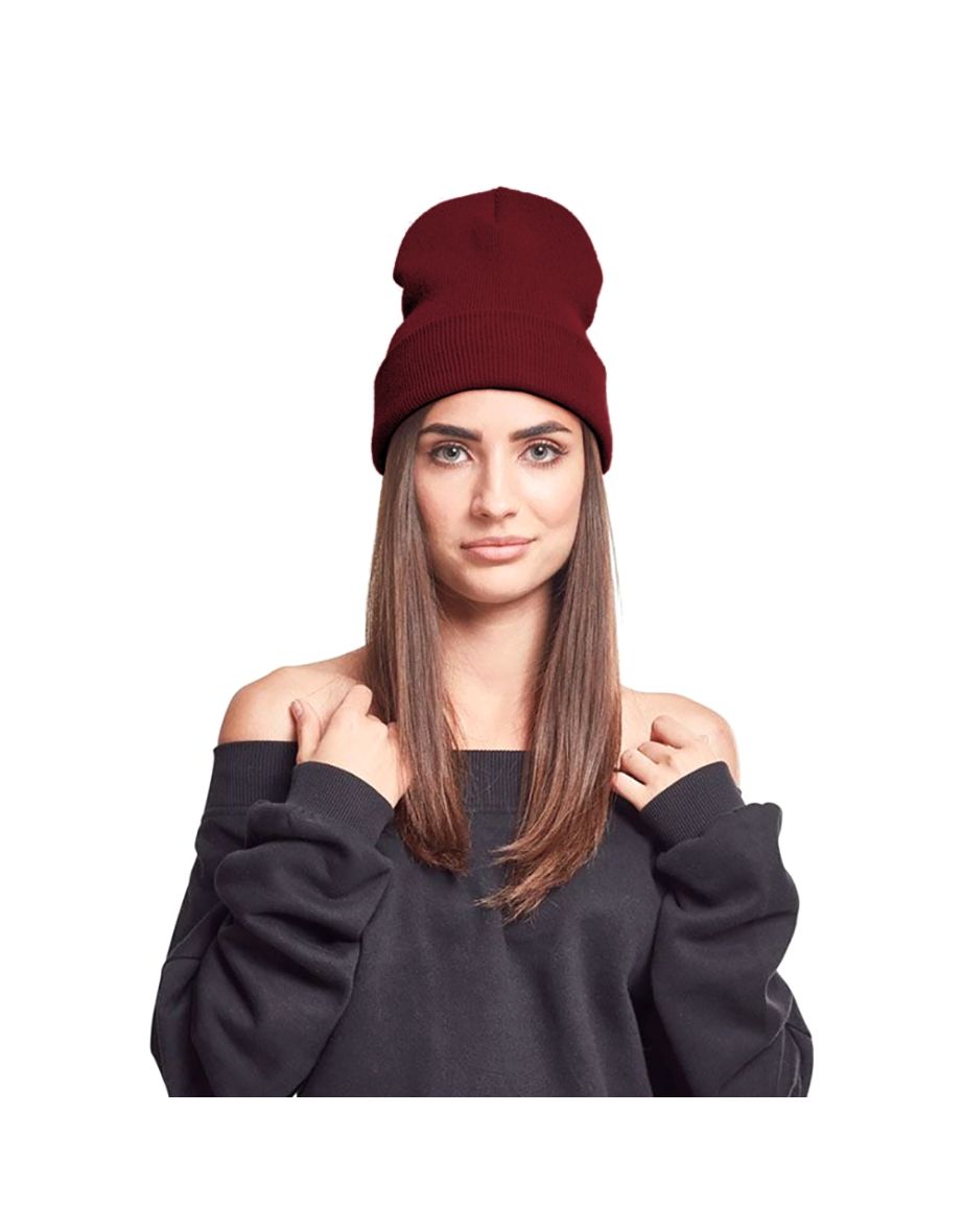 Yupoong Flexfit Unisex Heavyweight Long Beanie Winter Hat - Maroon - 1