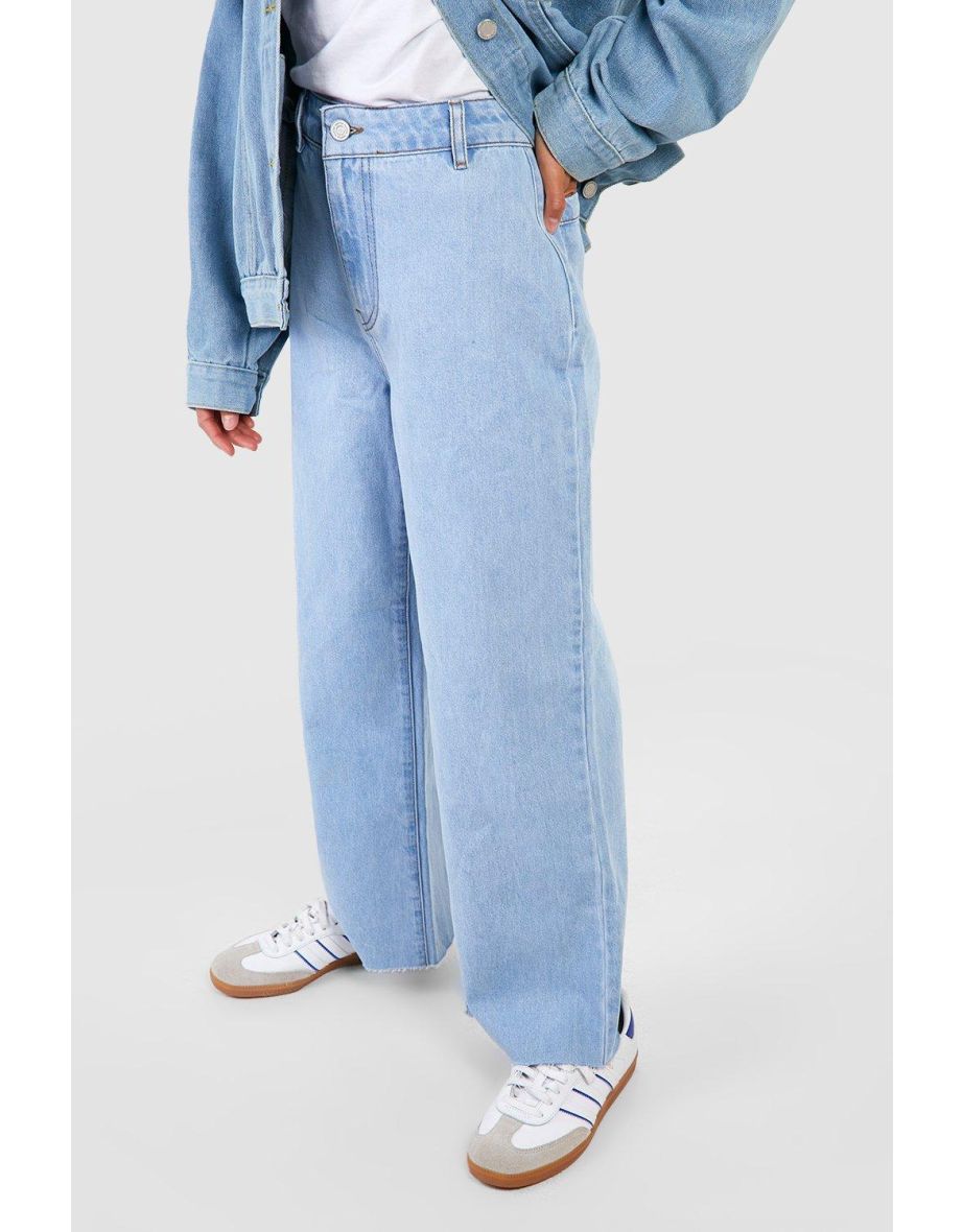 Petite High Waisted Culotte Jeans - light wash - 3