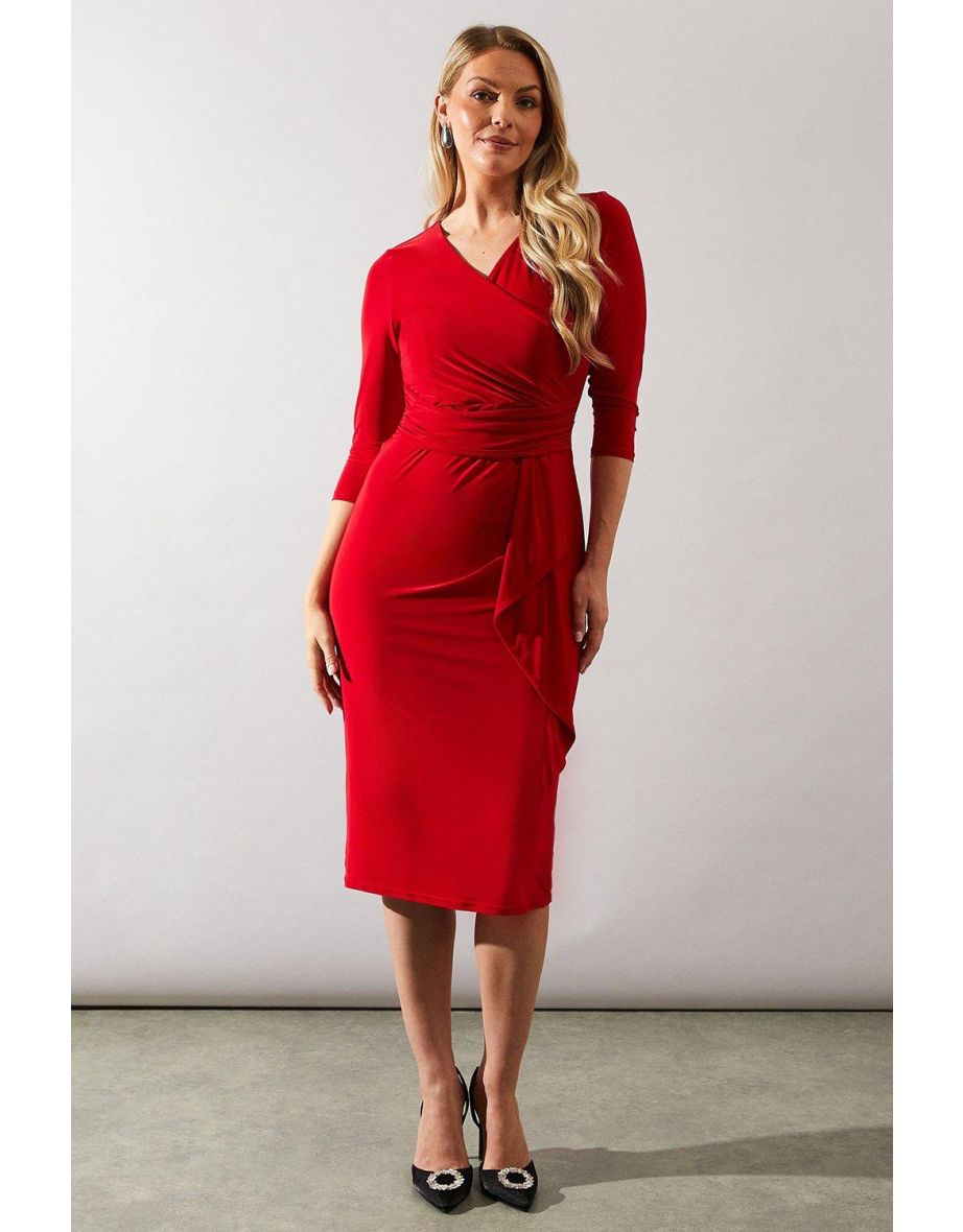 Occasion Drape Ruched Waist Midi Dress