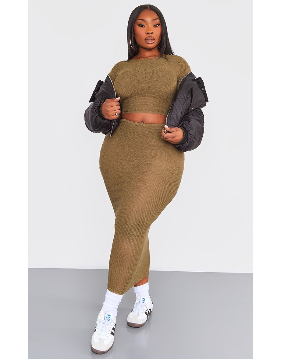 Plus size khaki skirt jackets best sale