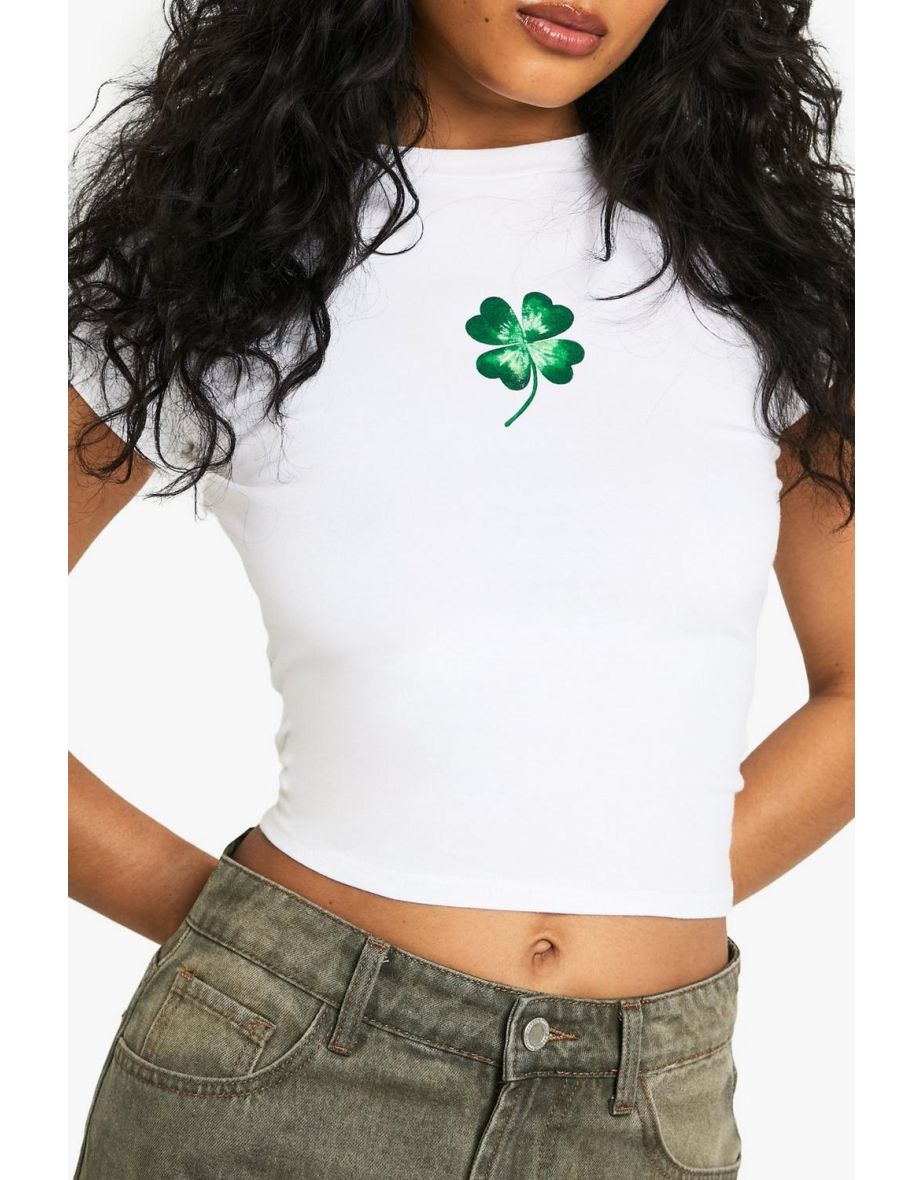 St Paddys Four Leaf Clover Print Baby T-Shirt - white - 3