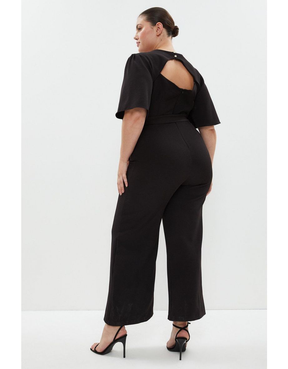 Plus Size Flare Sleeve Wide Leg Jumpsuit - 2
