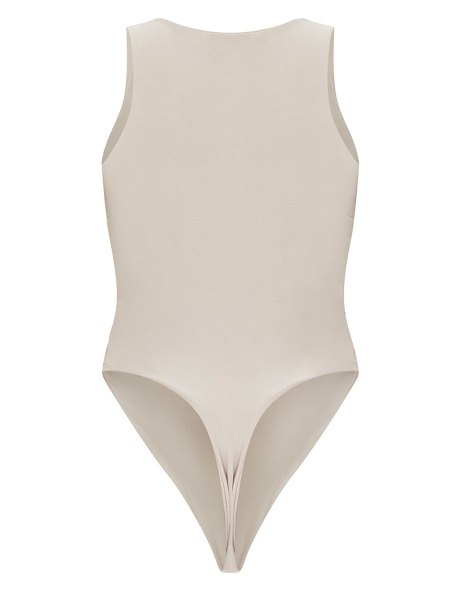 Maternity Stone Slinky Racer Neck Sleeveless Bodysuit - 4