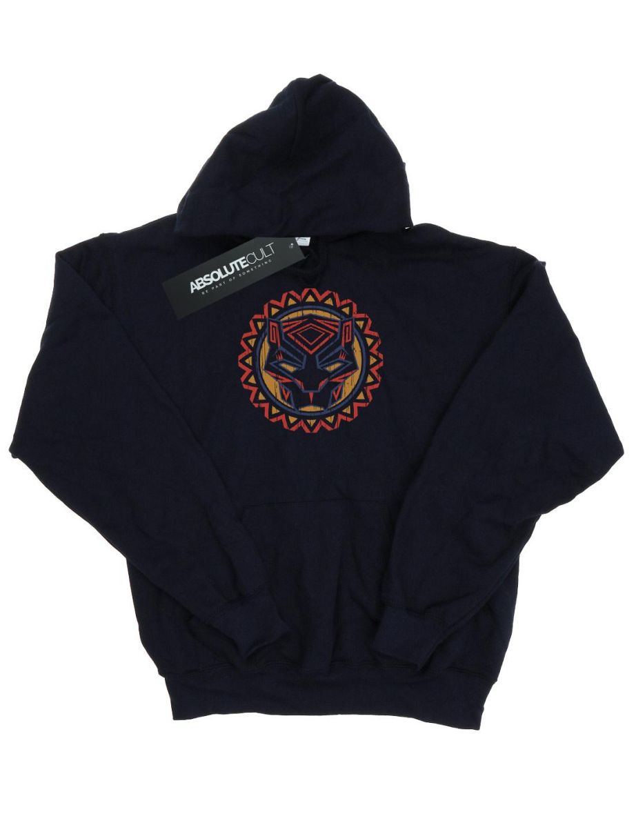 Marvel Girls Black Panther Tribal Panther Icon Hoodie - Navy Blue - 3
