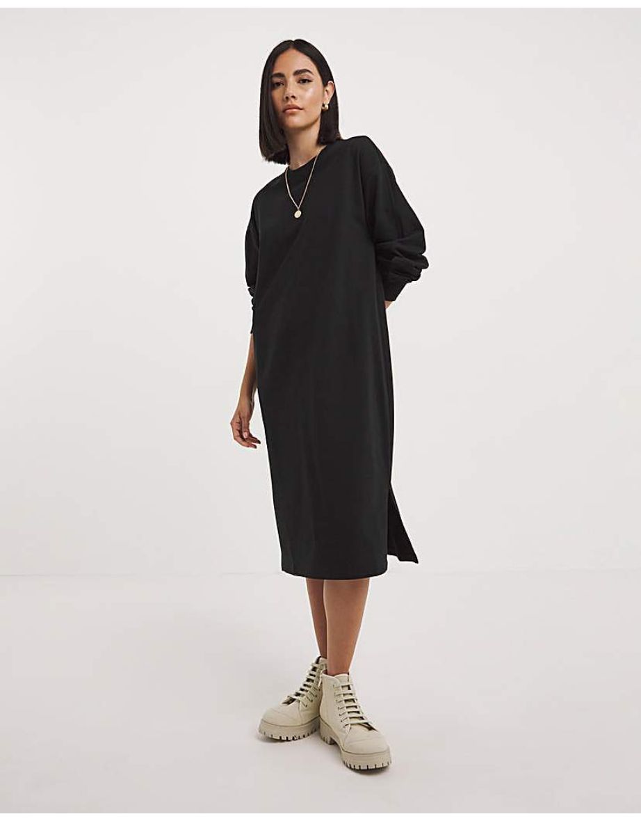 Black Midi Sweatshirt Dress