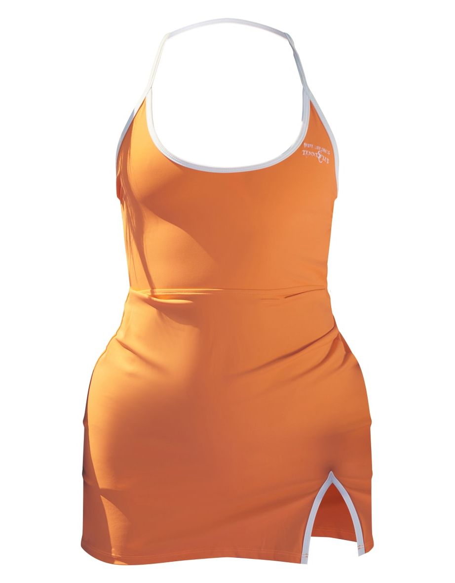 Orange Strappy Binding Sculpt Tennis Dress - 4