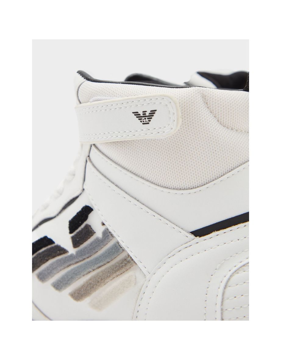 Women's Armani Chunky High Top Trainers in White - 3