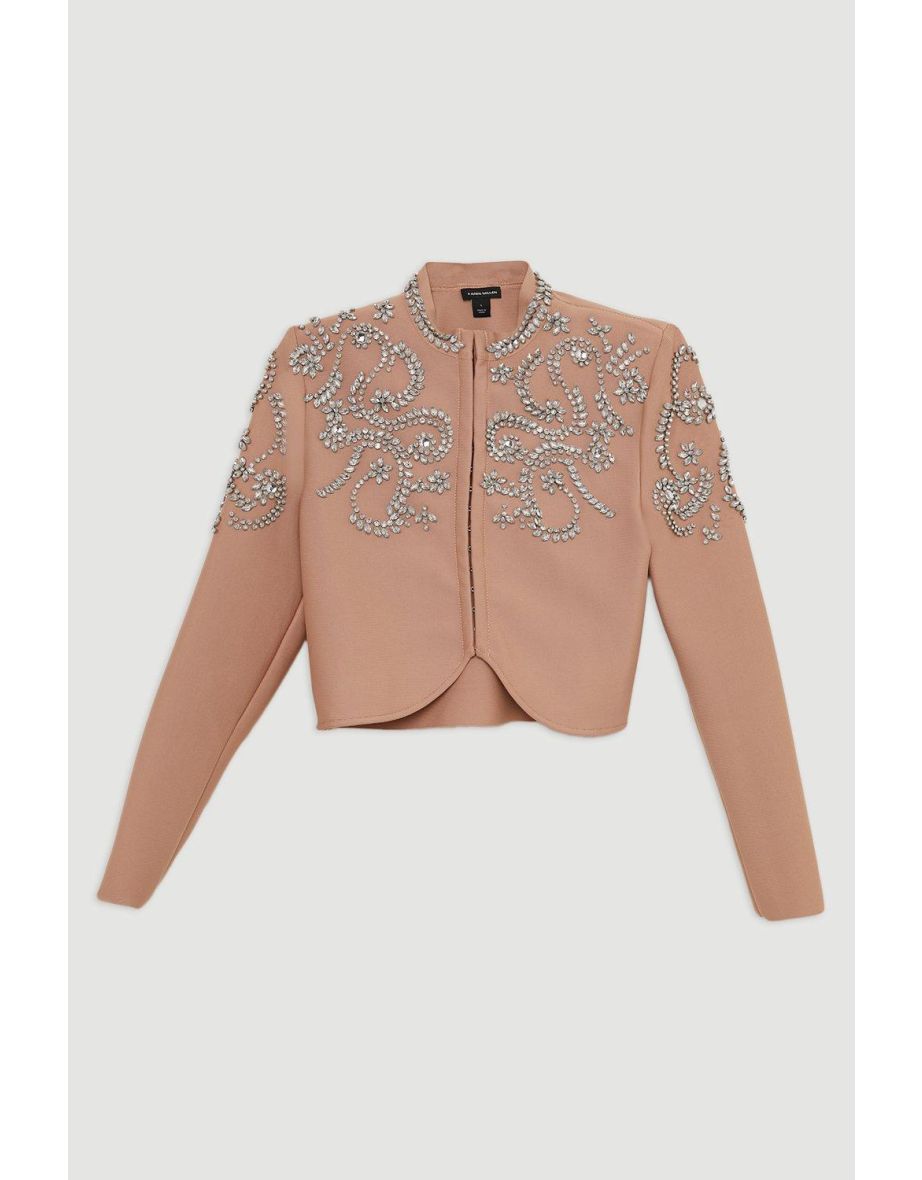 Figure Form Bandage Embellished Knit Jacket - 4