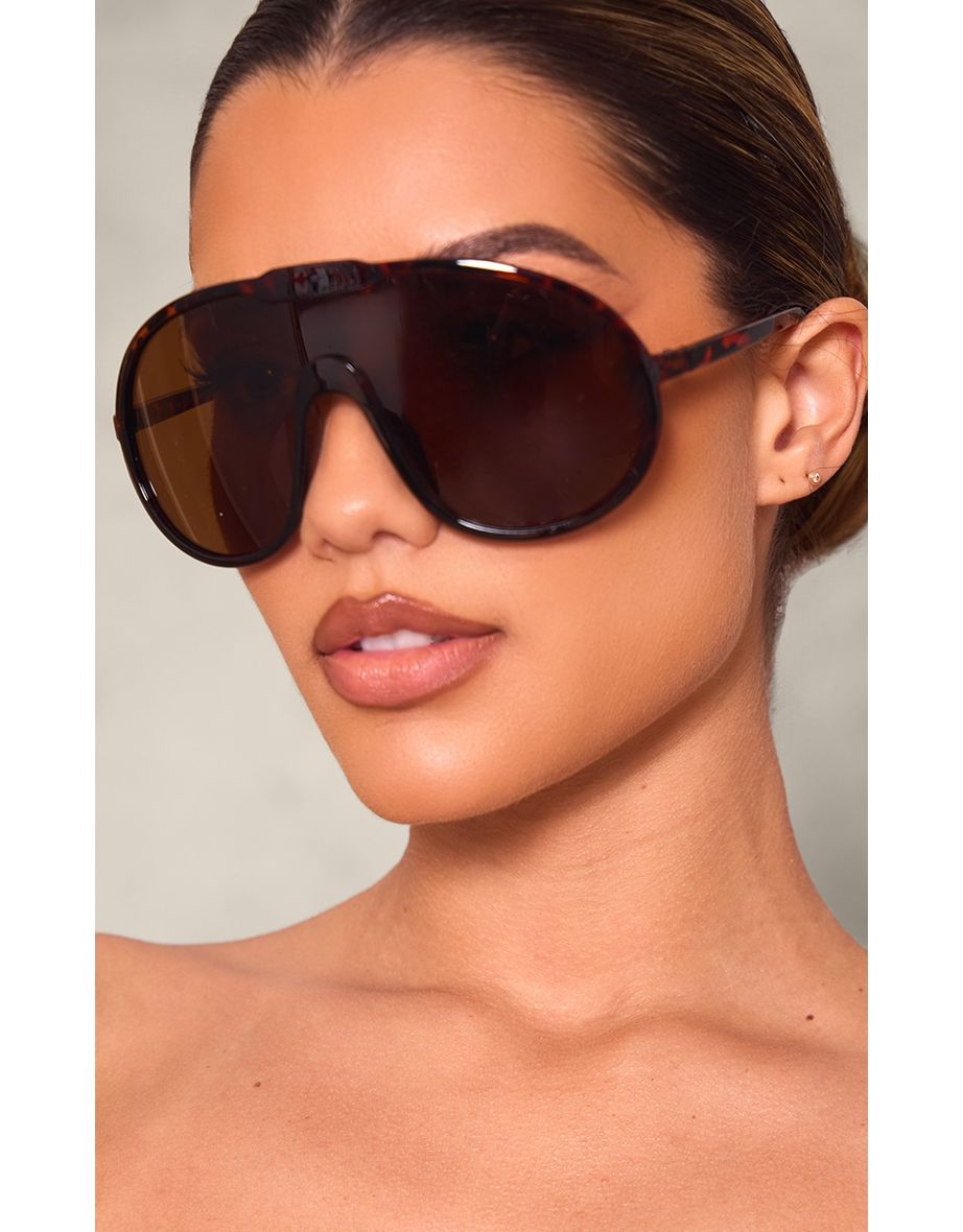 Shop Tortoiseshell Oversized Aviator Sunglasses Online in Qatar VogaCloset