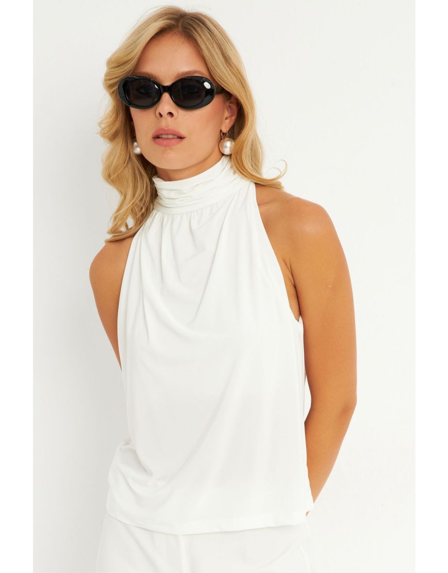 Women's White Buttoned Back Blouse