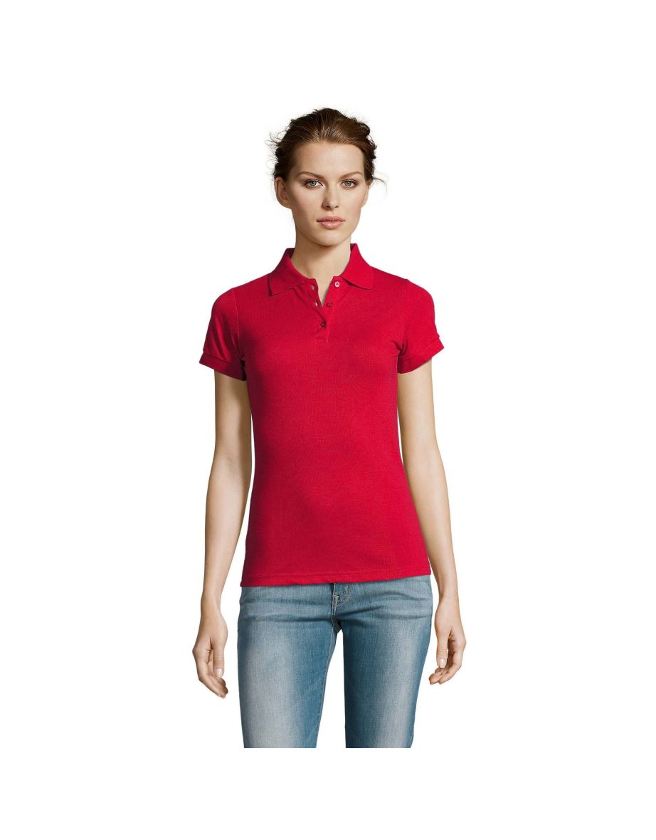 SOLs Womens/Ladies Prime Pique Polo Shirt - Red - 2