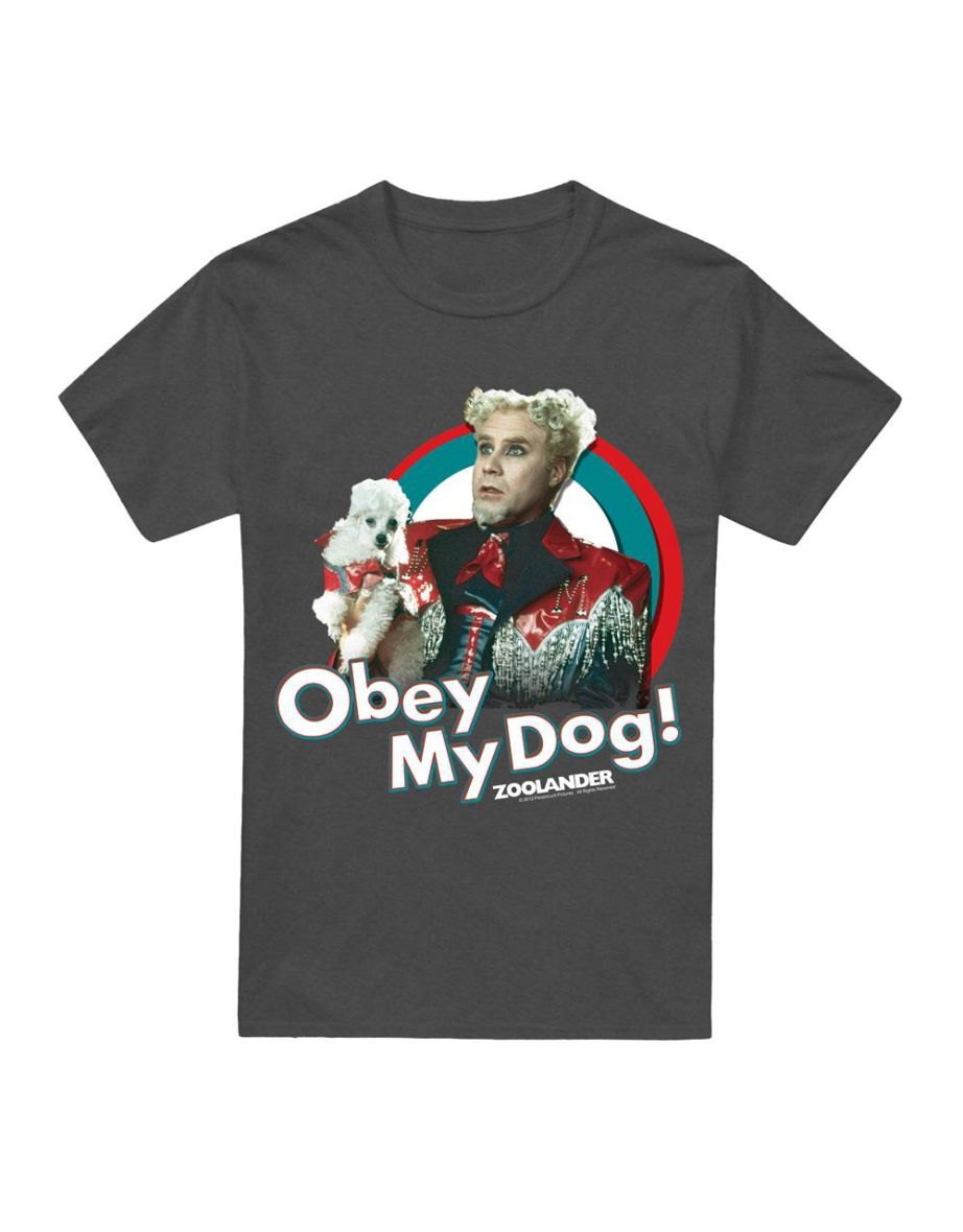 Zoolander Unisex Adult Obey My Dog T-Shirt - Charcoal
