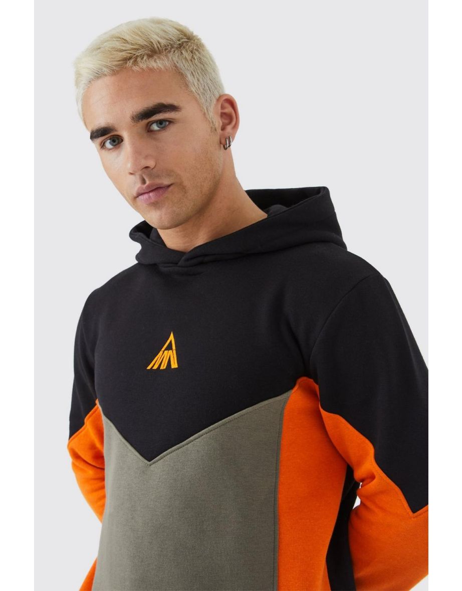 Man Slim Fit Colour Block Hooded Tracksuit - khaki - 2