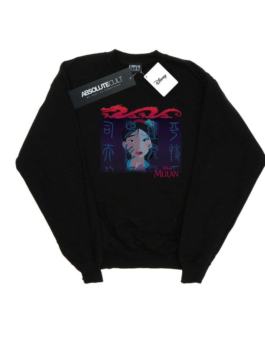 Disney Girls Mulan Geisha Face Sweatshirt - Black