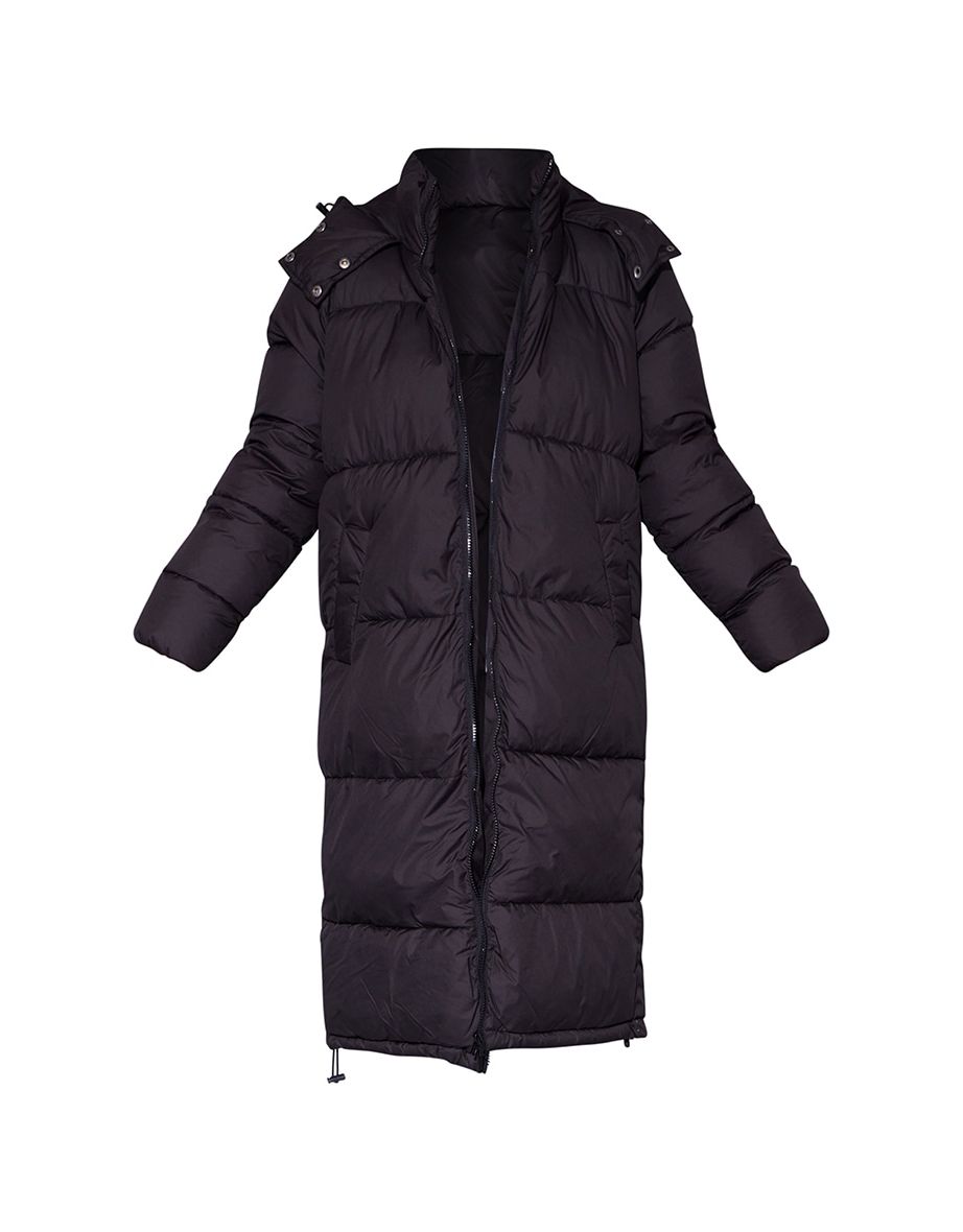 Petite Black Long Puffer Coat - 4