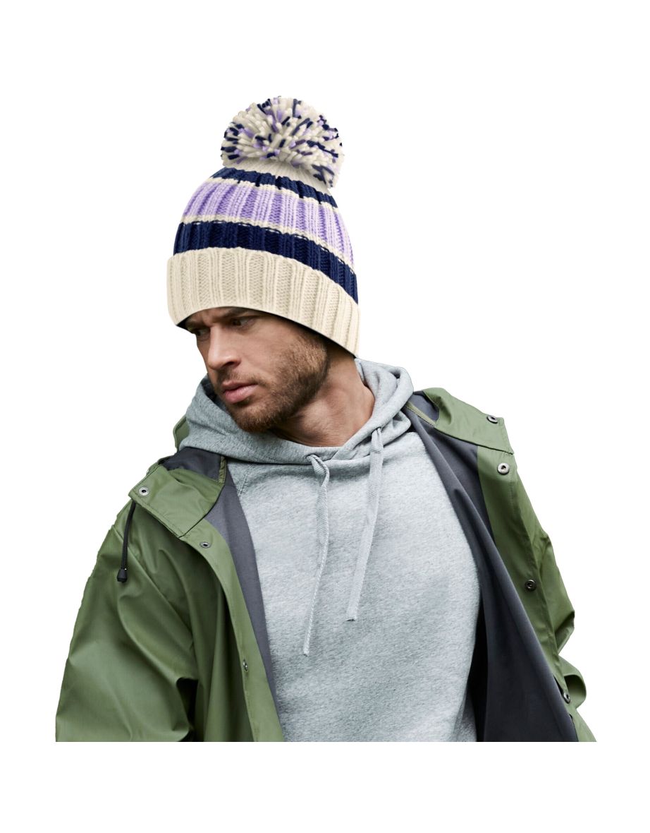 Beechfield Hygge Striped Beanie - Blueberry Cheesecake - 1