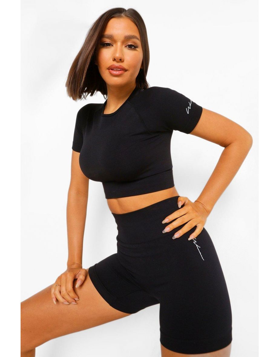 Seamless Gym Crop Top - black