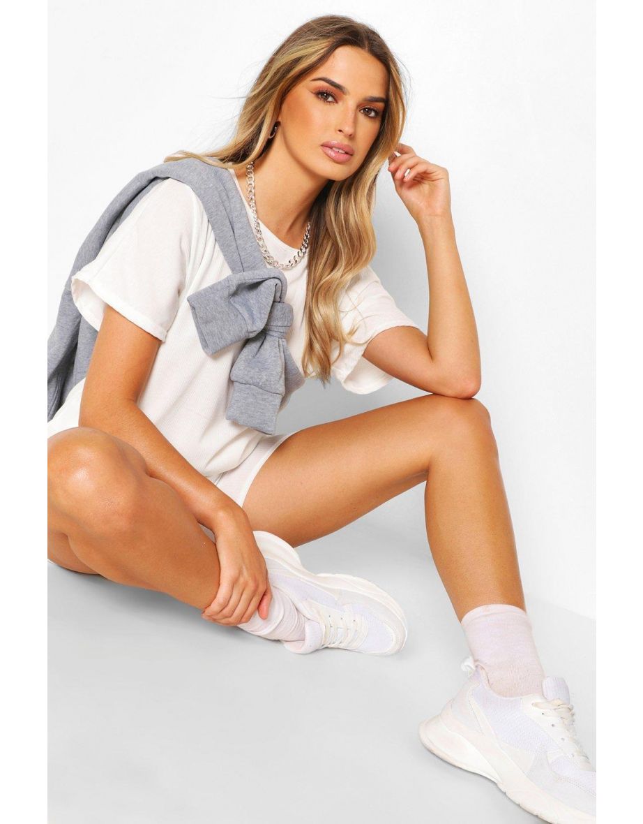 Oversized T-Shirt & Cycling Short Co-Ord Set - cream - 3