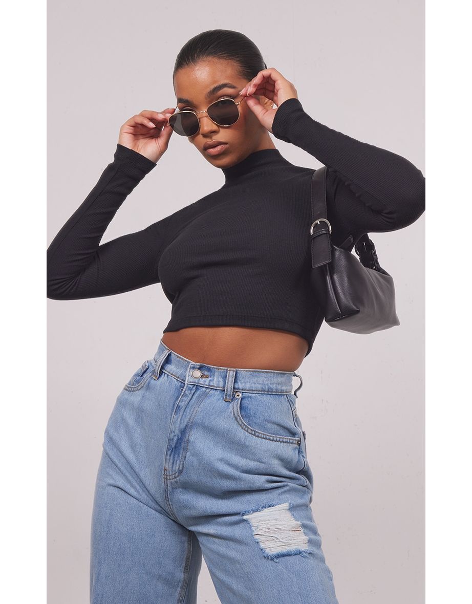 Black high neck top outfit 2025