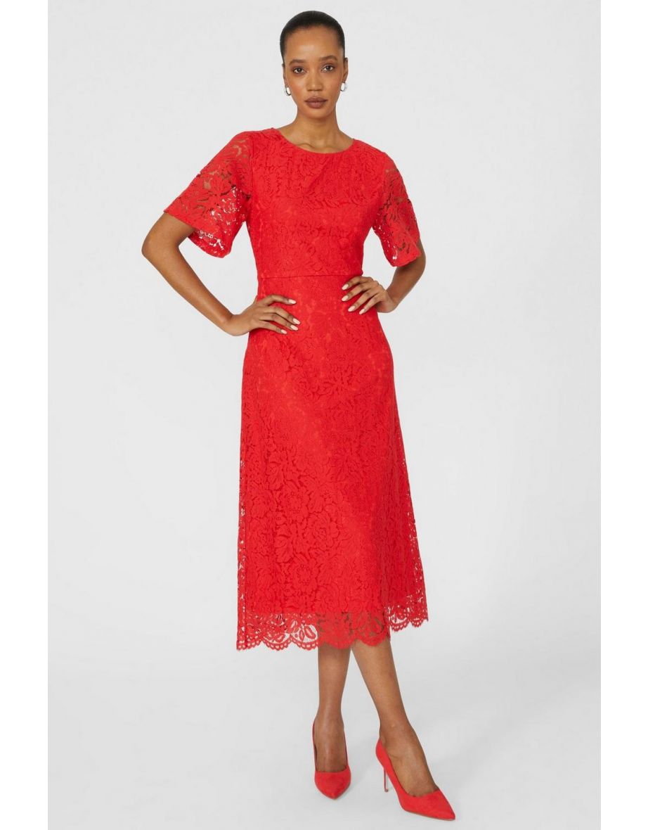 Debenhams red lace dress hotsell