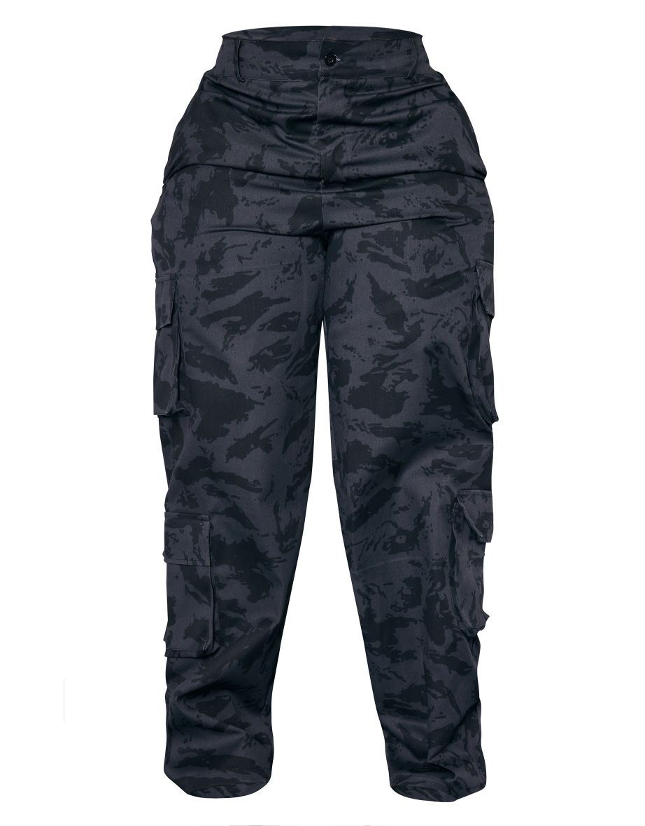 Plus Black Camo Cargo Trousers - 4