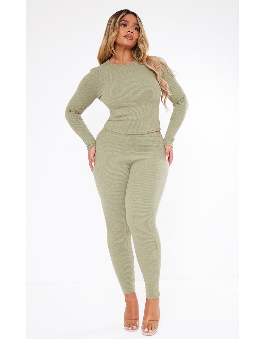 Shape Olive Marl Rib Leggings