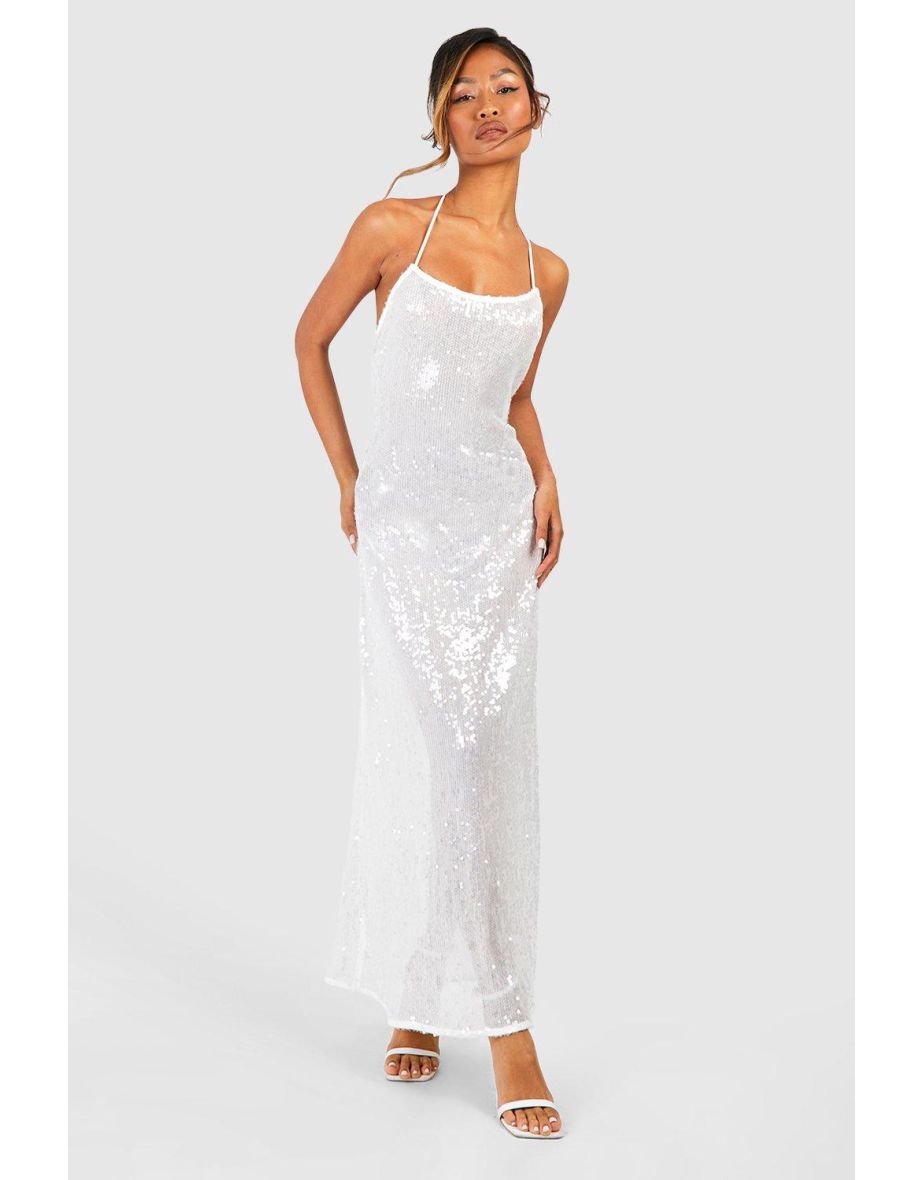 Sparkly white maxi dress hotsell