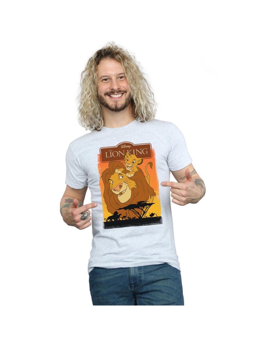 Disney Mens The Lion King Simba And Mufasa T-Shirt - Sports Grey