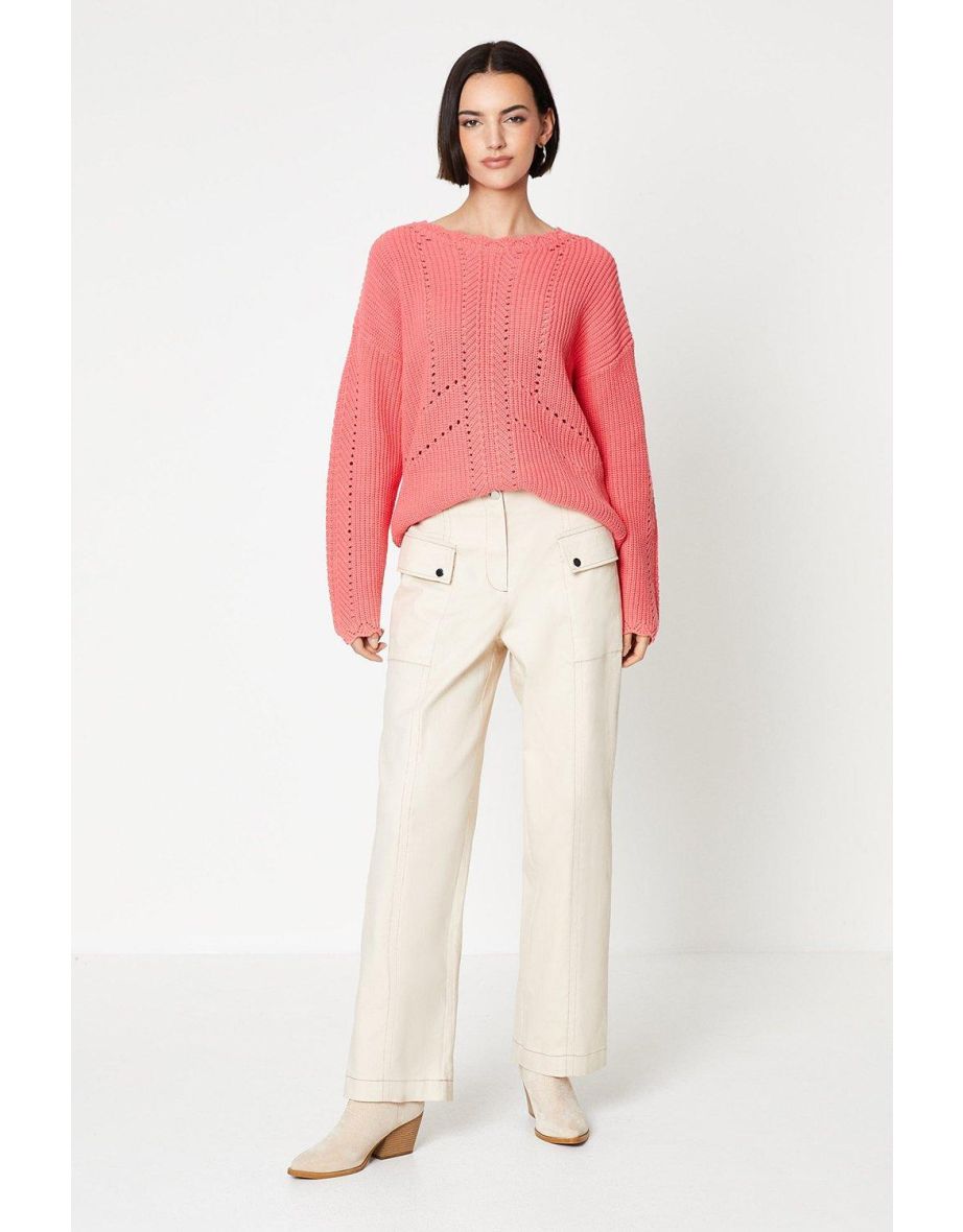 Twill Contrast Stitch Cargo Trouser