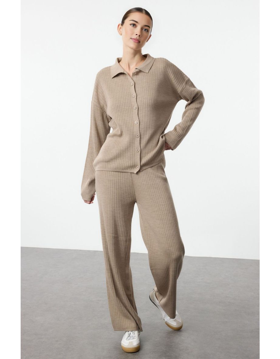 Mink Shirt-Pants Knitwear Bottom-Top Set