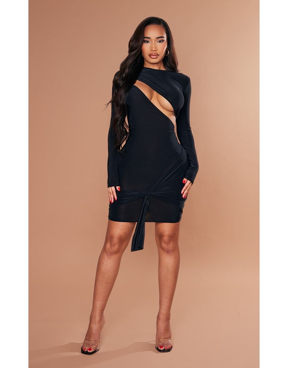 Shape Black Cut Out Slinky Bodycon Dress