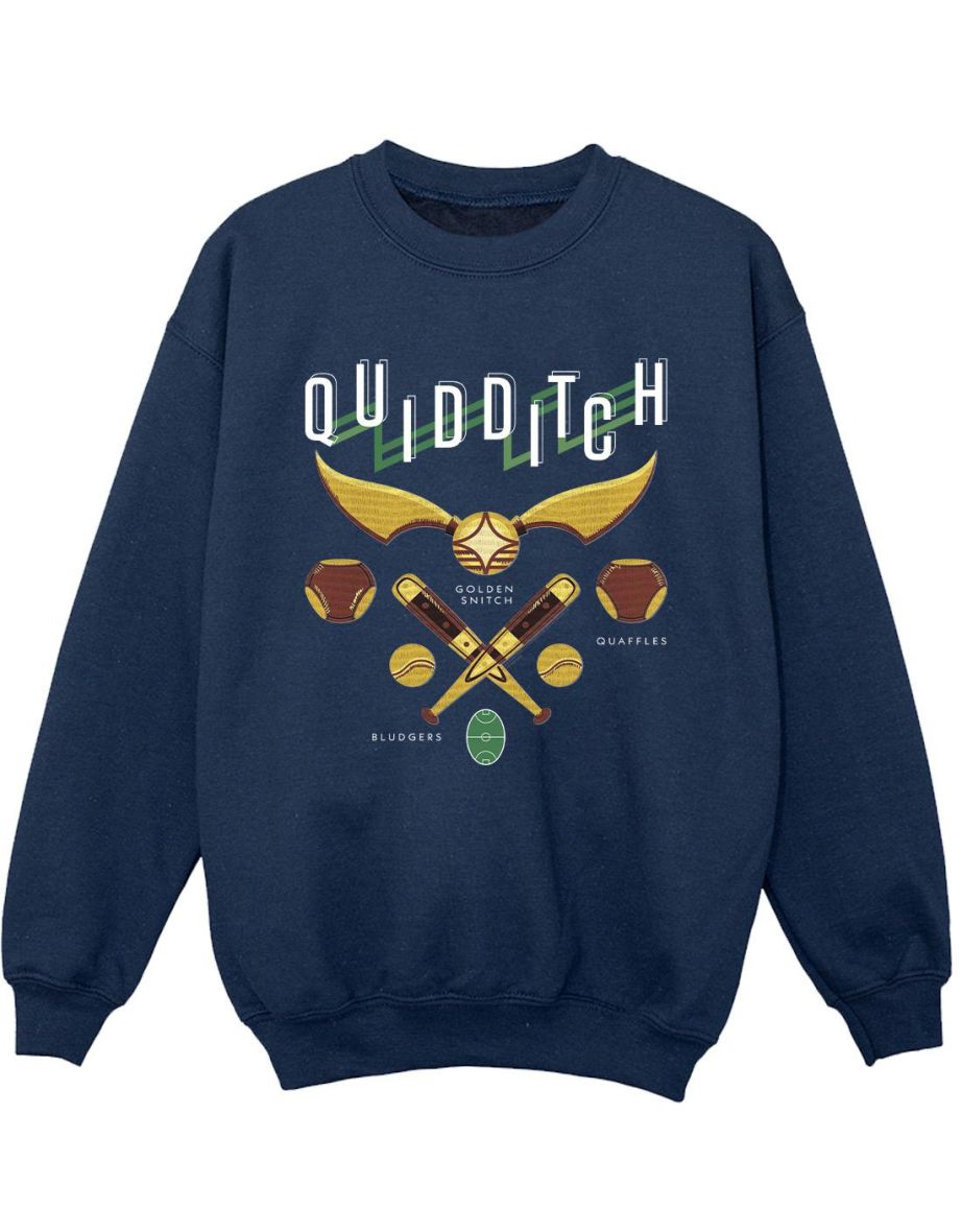 Harry Potter Boys Quidditch Bludgers Quaffles Sweatshirt - Navy Blue - 1